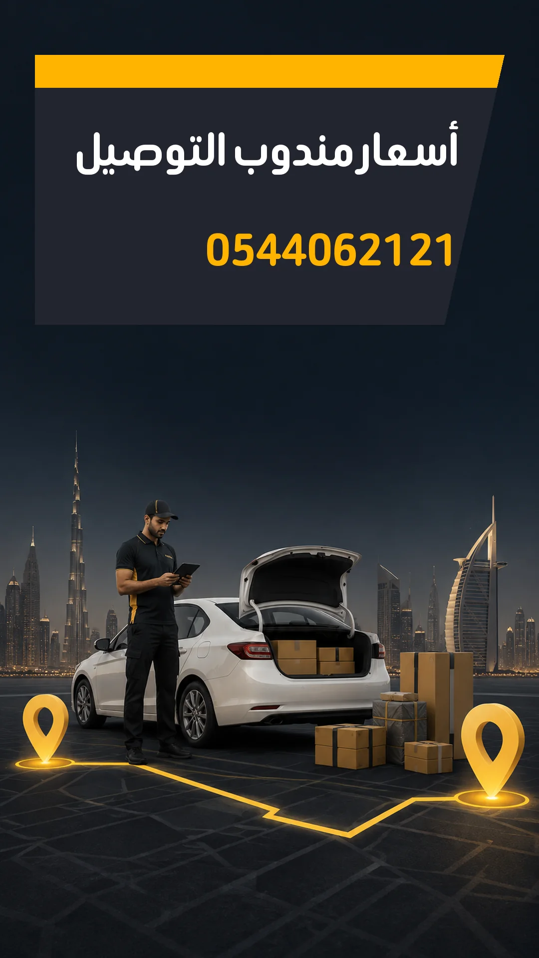 تصميم إعلاني أسعار مندوب التوصيل رقم 0544062121